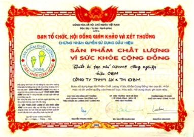 Thành tựu công ty máy ozone OBM đã đạt