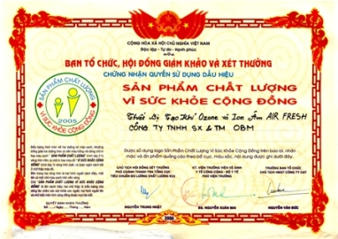 Thành tựu công ty máy ozone OBM đã đạt
