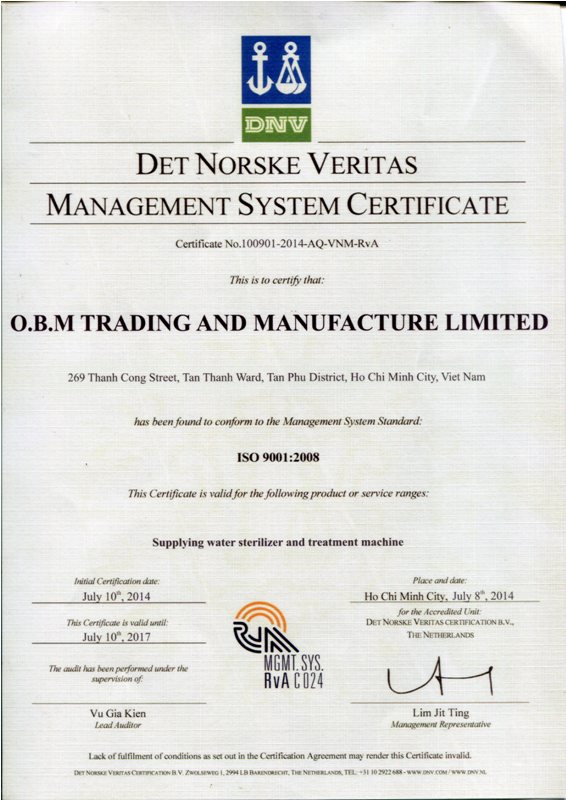 Thành tựu công ty máy ozone OBM đã đạt