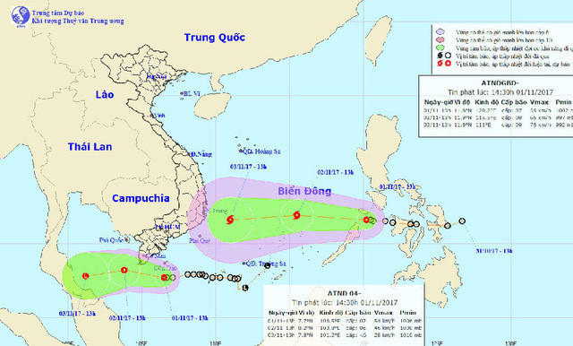 Bão vào biển Đông, Bình Thuận Kiên Giang đề phòng vòi rồng